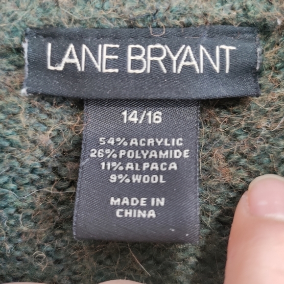 Lane Bryant wool and alpaca blend long sweater green 14/16 - Picture 3 of 5